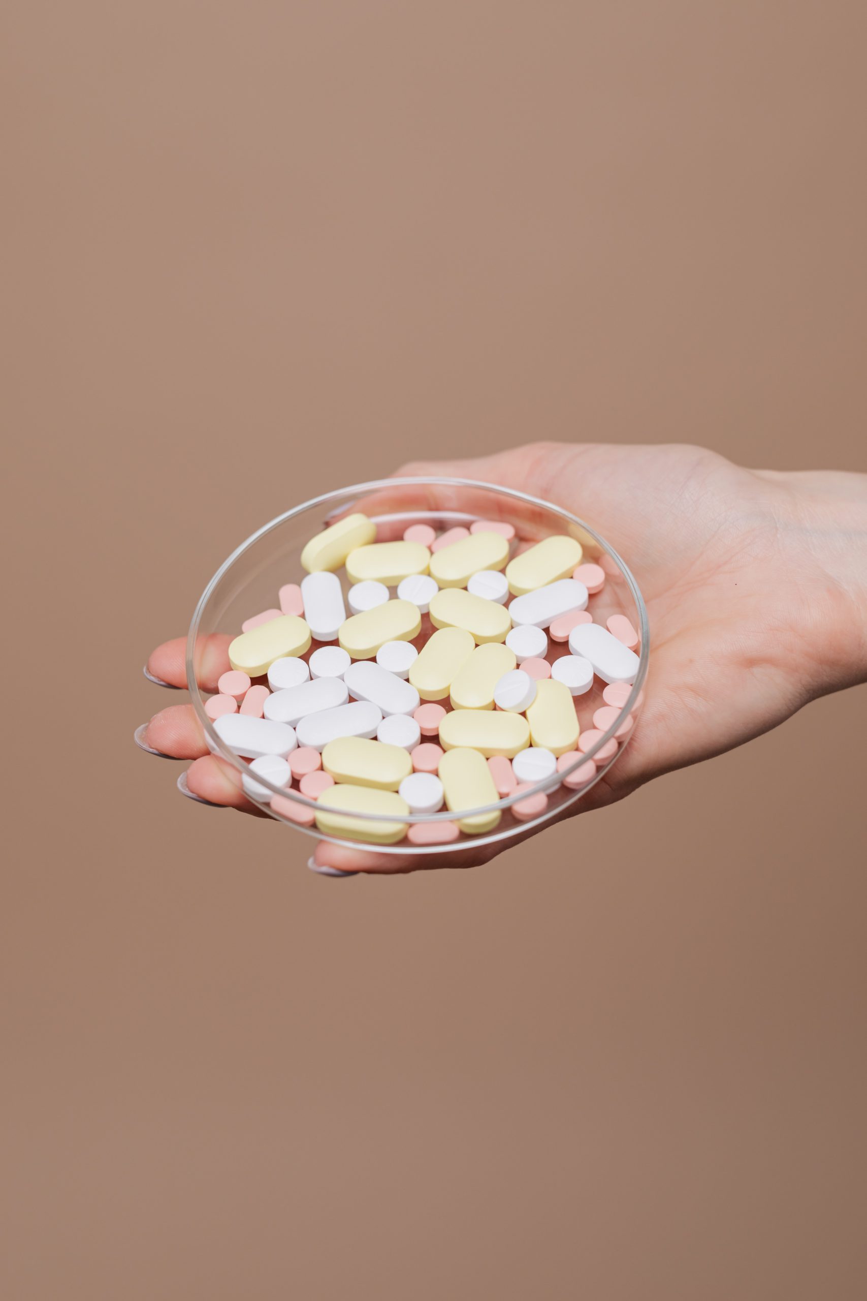 Petri dish with tablets